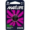 MAXLIFE CR2025 Lithium Button Cell Battery 1Pk