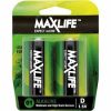 MAXLIFE D Alkaline Battery 2 Pack Long Lasting Alkaline Formula