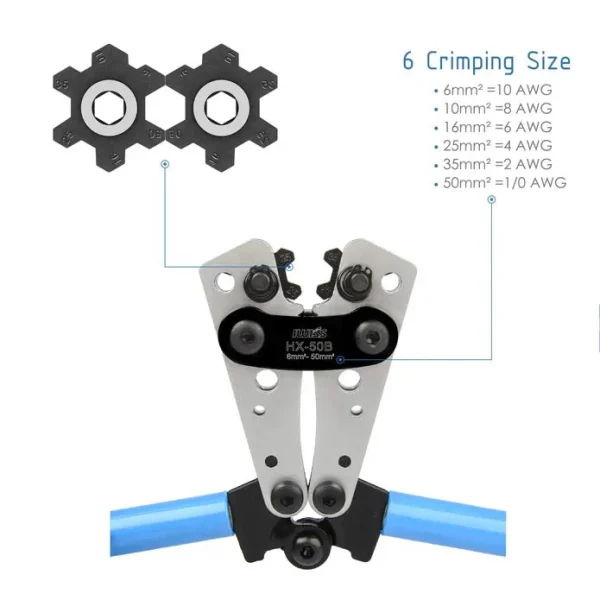 HX-50B Crimping Pliers Wiring Pliers Bare Terminal Pliers YO Copper-Aluminum Cable Crimping Pliers 6-50mm² - Image 4