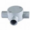 20mm Round Junction Box 3 Way Shallow - Grey