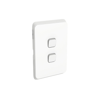 PDL382-VW_web PDL Iconic Switch, 2 Gang Vertical, 20A - Vivid White - Image 1