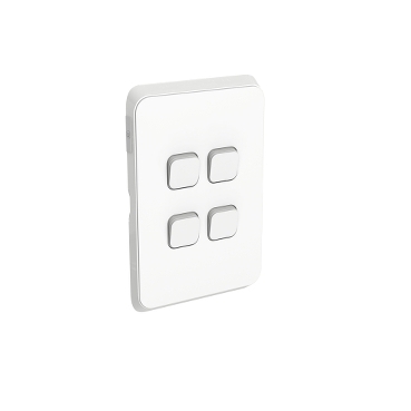 PDL384-VW_web PDL Iconic Switch, 4 Gang Vertical, 20A - Vivid White - Image 1