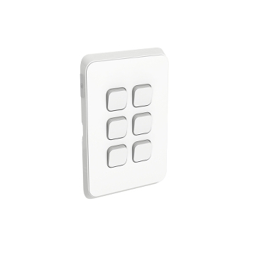 PDL386C-VW_web PDL Iconic Switch, 6 Gang Horizontal/Vertical, 20A - Vivid White - Image 1
