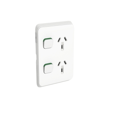 PDL392-VW_web PDL Iconic Double Switch Power Point Vertical, 10A - Vivid White - Image 1