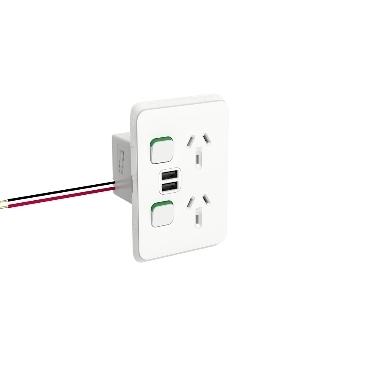 PDL392USB_web PDL Iconic Double Switch Power Point Vertical with Dual USB - Image 1