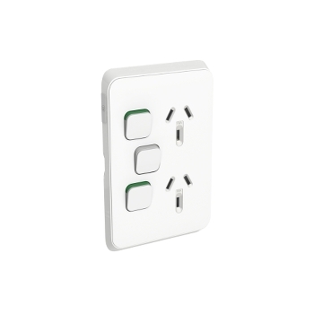 PDL392X-VW_web PDL Iconic Double Switch Power Point Vertical with Removable Extra Switch, 10A - Image 1