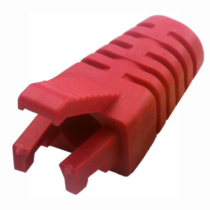 SRS-BV2-RED-20 DYNAMIX RJ45 Strain Relief Boot - Slimline with Clip Protector - Image 1