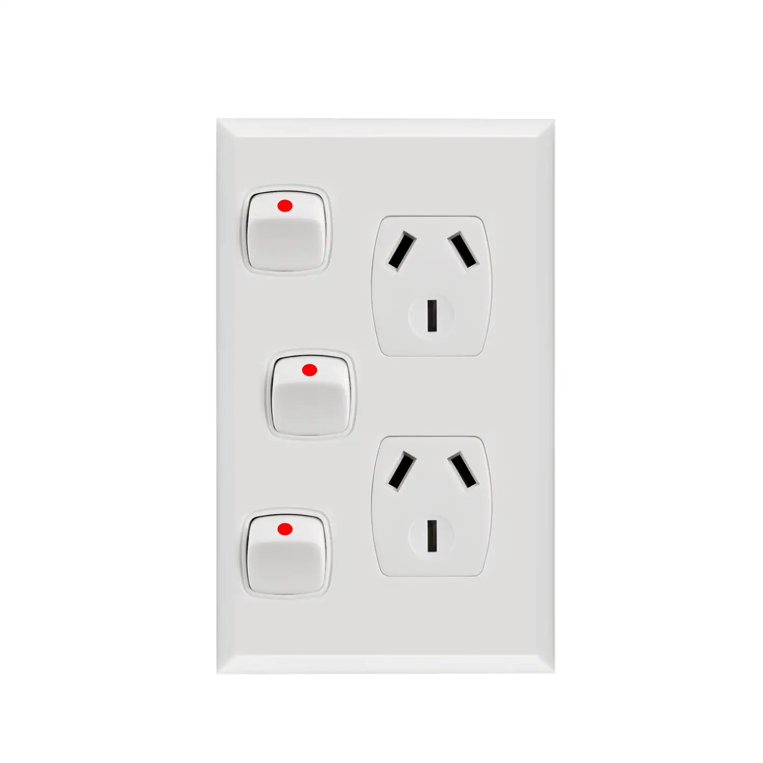 p2vx Double Vertical Socket 10A With Extra Switch - PoweRun - Image 1