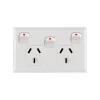Double Horizontal Socket 10A With Extra Switch - PoweRun