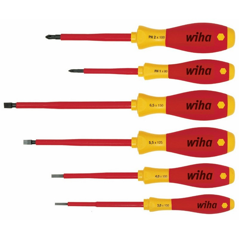 wiha_00833-1 Wiha SoftFinish® electric Slotted/ Phillips Screwdriver set, 6 pcs - Image 1